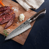 WOLFCUT - Damaskus Ōkami Chefmesser mit Ebenholzgriff 21 cm Klinge 73-lagiger Damaszenerstahl mit Geschenkbox