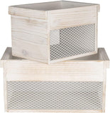 Aufbewahrungskörbe aus Holz weiß 32x19x16 cm & 24x16x15 cm