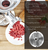 WOLFCUT - Fleischwolfscheiben o. Messer mit Nabe und 2 Nuten kompatibel mit allen gängigen Fleischwolf Marken Größe 22