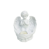 Teelichthalter betende Engelfigur mit Kreuz
