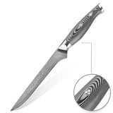 WOLFCUT - Damaskus Ausbeinmesser 14 cm Klinge 67-lagiger Damaszenerstahl mit Geschenkbox