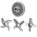 WOLFCUT - Fleischwolfscheiben o. Messer mit Nabe und 2 Nuten kompatibel mit allen gängigen Fleischwolf Marken Größe 22