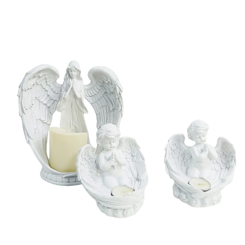 Kerzen-/Teelichthalter 3er-Set Engelfiguren