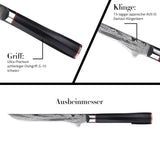 WOLFCUT - Damaskus Ausbeinmesser 14 cm Klinge 73-lagiger japanischer Damaszenerstahl mit Geschenkbox