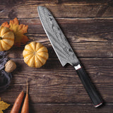 WOLFCUT - Damaskus Santokumesser 18 cm Klinge 73-lagiger japanischer Damaszenerstahl mit Geschenkbox