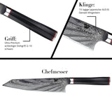 WOLFCUT - Damaskus Chefmesser 20 cm 73-lagiger japanischer Damaszenerstahl mit Geschenkbox