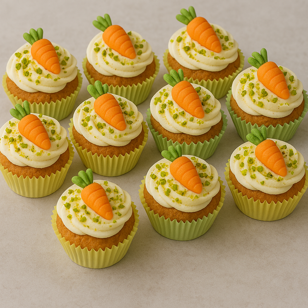 Karotten-Ostermuffins mit Frischkäse-Topping (ca. 12 Stück)