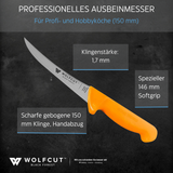 WOLFCUT Gold Serie - Metzgermesser-Set 2-tlg. - Ausbeinmesser gebogene flex Klinge 15 cm
