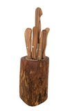 Messerblock DESIGN RUSTIKAL aus Olivenholz