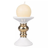 Großer Kerzenhalter Ø11 cm aus Weiß / Gold für Stumpenkerzen