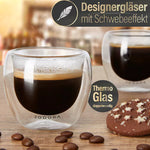 Doppelwandige Espresso Gläser 80 ml 4er-Set mit Espressolöffel