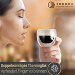 Doppelwandige Espresso Gläser 80 ml 4er-Set mit Espressolöffel