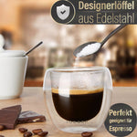 Doppelwandige Espresso Gläser 80 ml 4er-Set mit Espressolöffel