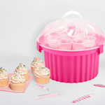 Muffin / Cupcake Transportbox rund in Pink für 24 Stk.