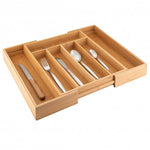 Besteckkasten 31,0 x 5,5 x 37,0 cm aus Bambus ausziehbar mit verstellbaren Fächern