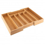Besteckkasten 31,0 x 5,5 x 37,0 cm aus Bambus ausziehbar mit verstellbaren Fächern