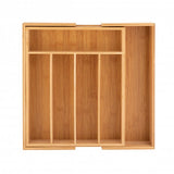 Besteckkasten 31,0 x 5,5 x 37,0 cm aus Bambus ausziehbar mit verstellbaren Fächern