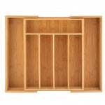 Besteckkasten 31,0 x 5,5 x 37,0 cm aus Bambus ausziehbar mit verstellbaren Fächern
