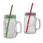 Trinkglas mit Deckel & Strohhalm 2er-Set 450 ml