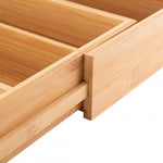 Besteckkasten 31,0 x 5,5 x 37,0 cm aus Bambus ausziehbar mit verstellbaren Fächern
