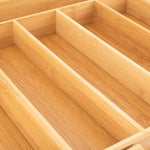 Besteckkasten 31,0 x 5,5 x 37,0 cm aus Bambus ausziehbar mit verstellbaren Fächern