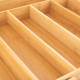 Besteckkasten 31,0 x 5,5 x 37,0 cm aus Bambus ausziehbar mit verstellbaren Fächern