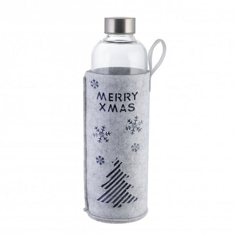 Trinkflasche aus Glas mit Filzhülle Xmas-Design 1,0 L