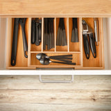 Besteckkasten 31,0 x 5,5 x 37,0 cm aus Bambus ausziehbar mit verstellbaren Fächern