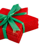 Filzuntersetzer 6er-Set Sterne  in Rot mit Schleife