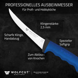 WOLFCUT SoftGrip BLUE-Serie - Ausbeinmesser 13 cm gebogene flex Klinge
