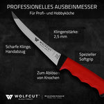 WOLFCUT SoftGrip Serie - Metzgermesser-Set 3-tlg. - Zerlegemesser 26 cm, 2x Ausbeinmesser 13 cm gebogener flex Klinge