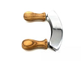 Wiegemesser DESIGN (Edelstahl-Doppelklinge) mit Olivenholz-Griffen