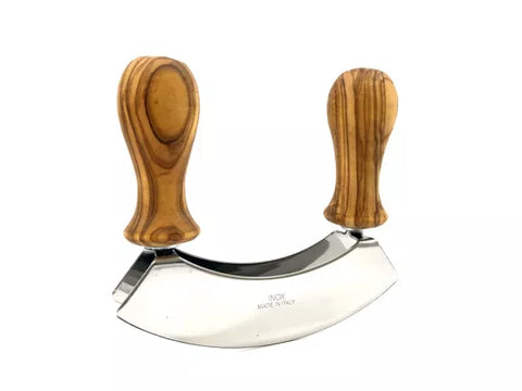 Wiegemesser DESIGN (Edelstahl-Doppelklinge) mit Olivenholz-Griffen