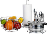 Küchenhelfer-Set, 4-Teilig aus Stahldraht - Obstkorb, Besteckkorb,  Untersetzer & Küchenrollenhalter