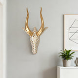 Moderne Antilopenkopf-Wanddekoration in Gold & Weiß – Elegante 3D Wandskulptur