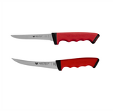 WOLFCUT SoftGrip RED-Serie - Metzgermesser-Set-2-tlg-Ausbeinmesser 13 cm gerade und gebogene Klinge