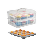 Muffin-Backset - 2 Stück Muffinform für 12 Stk mit Transportbox für 24 Stk