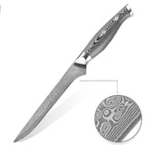 WOLFCUT - Damaskus Ausbeinmesser 14 cm Klinge 67-lagiger Damaszenerstahl mit Geschenkbox
