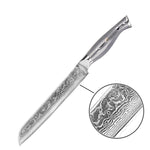 WOLFCUT - Damaskus Brotmesser 20 cm Klinge 67-lagiger Damaszenerstahl mit Geschenkbox