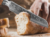WOLFCUT - Damaskus Brotmesser 20 cm Klinge 67-lagiger Damaszenerstahl mit Geschenkbox