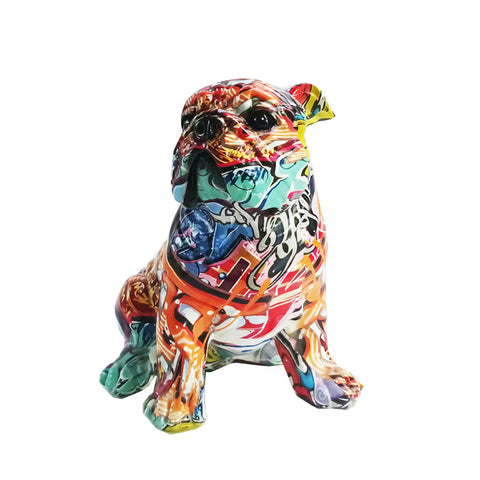 Bunte Graffiti Skulptur Bulldogge