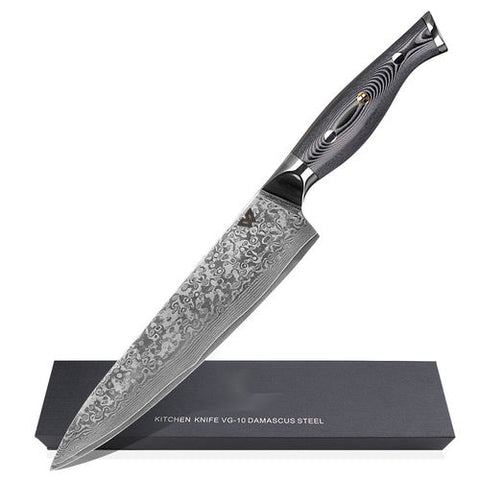 WOLFCUT - Damaskus Chefmesser 20 cm Klinge 67-lagiger Damaszenerstahl mit Geschenkbox