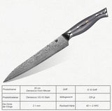 WOLFCUT - Damaskus Kochmesser 20 cm Klinge 67-lagiger Damaszenerstahl mit Geschenkbox