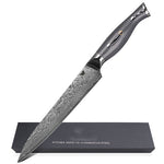 WOLFCUT - Damaskus Kochmesser 20 cm Klinge 67-lagiger Damaszenerstahl mit Geschenkbox