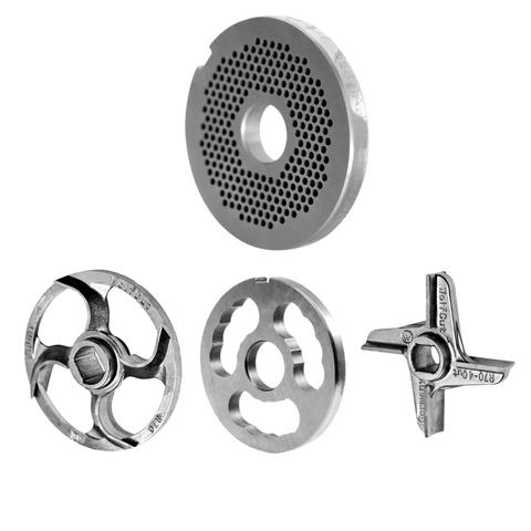 WOLFCUT - Fleischwolfscheiben oder Messer kompatibel mit allen gängigen Fleischwolf Marken Größe R70 INOX