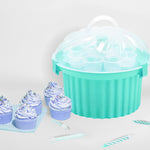 Muffin-Transportbox rund in Mint– Platz für 24 Muffins oder Cupcakes