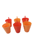 Lustige Trinkbecher mit Strohhalm in Rot / Orange
