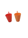 Lustige Trinkbecher mit Strohhalm in Rot / Orange