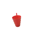 Lustige Trinkbecher mit Strohhalm in Rot / Orange