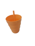 Lustige Trinkbecher mit Strohhalm in Rot / Orange